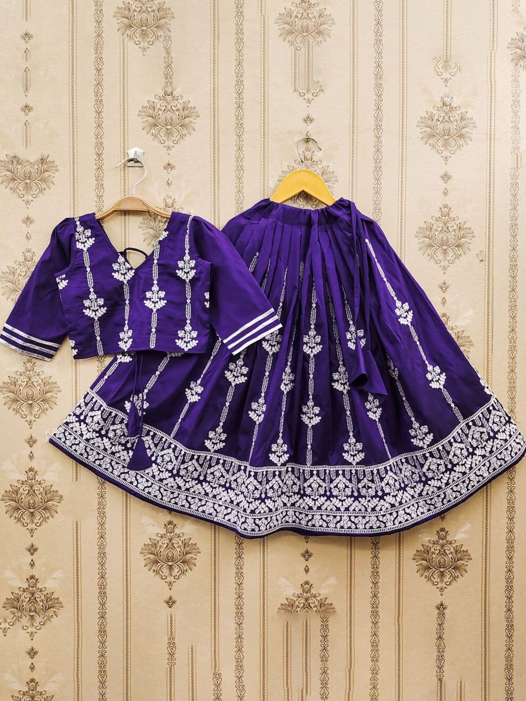 KALINI Girls Embroidered Thread Work Ready to Wear Lehenga & thumbnail 4