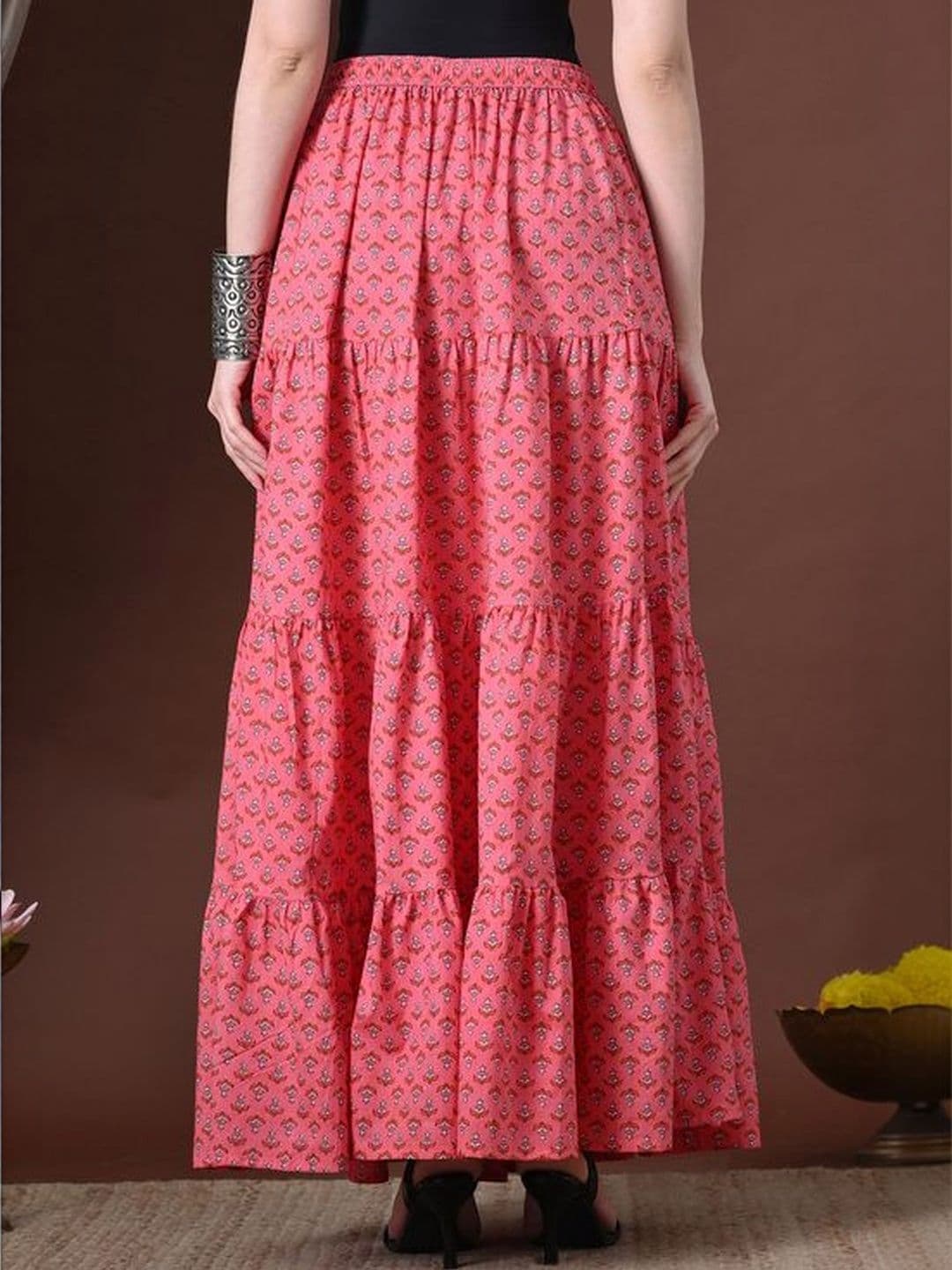 MFGIVA Women Cotton Self Design Tiered Maxi Tiered Skirt thumbnail 7
