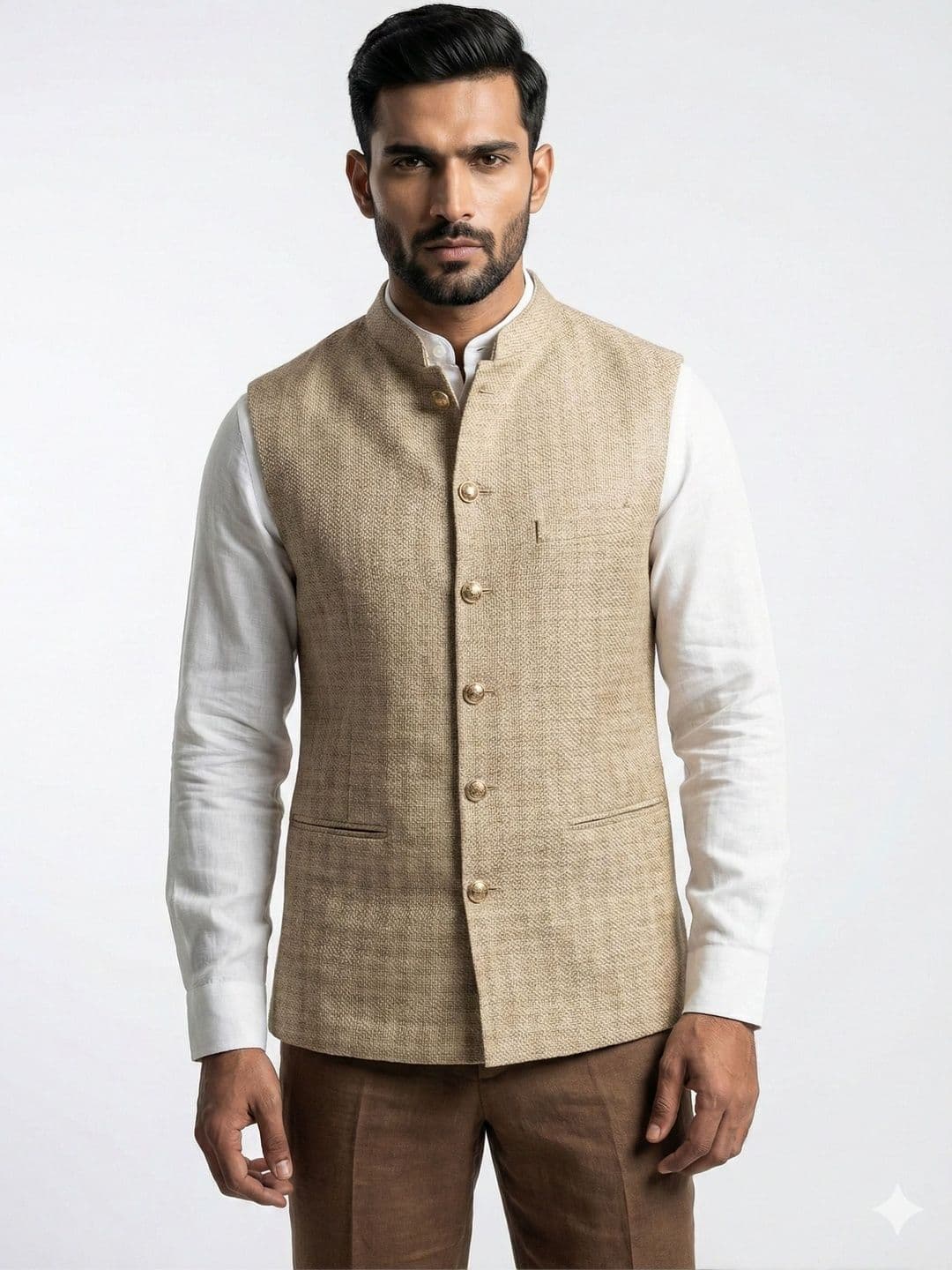 A LOYAL Woven Design Woven Nehru Jackets thumbnail 2