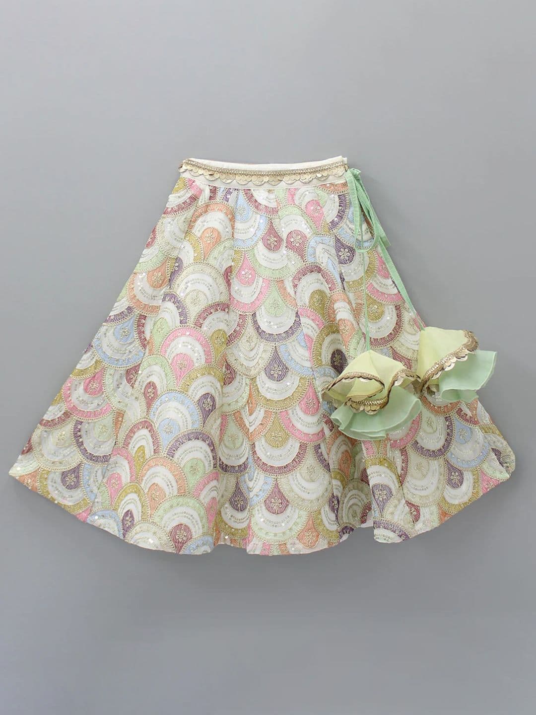 The Little Tales Girls Embroidered Thread Work Ready to Wear Lehenga & Blouse With Dupatta thumbnail 2