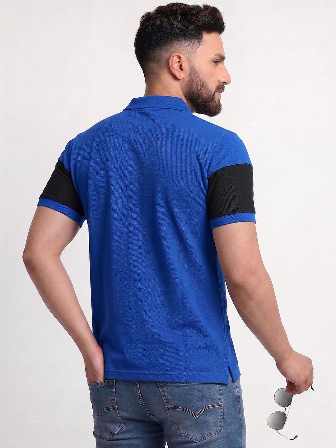 TB BLUE Men Striped Polo Collar Slim Fit T-shirt thumbnail 5