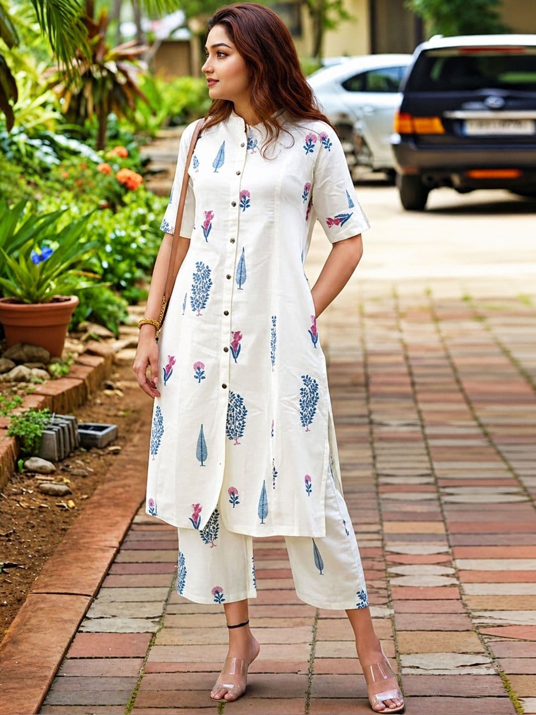 Klere Women Ethnic Motifs Printed Regular Kurta with Trousers thumbnail 5