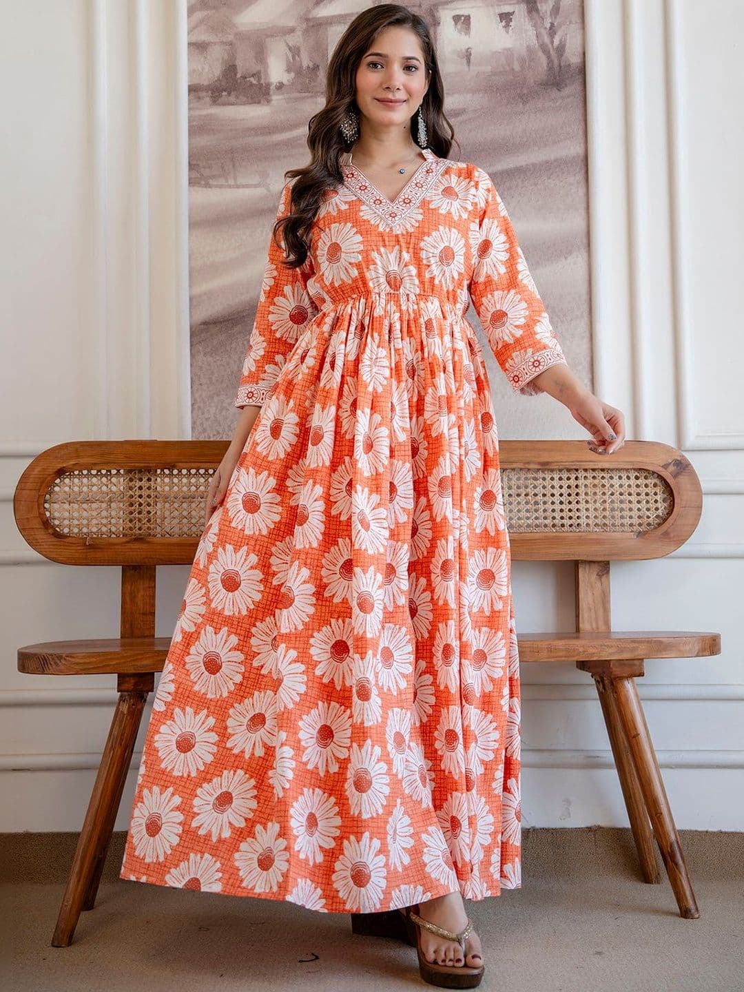 PURSHOTTAM WALA Women Floral Printed Thread Work Floral Kurta - view 1