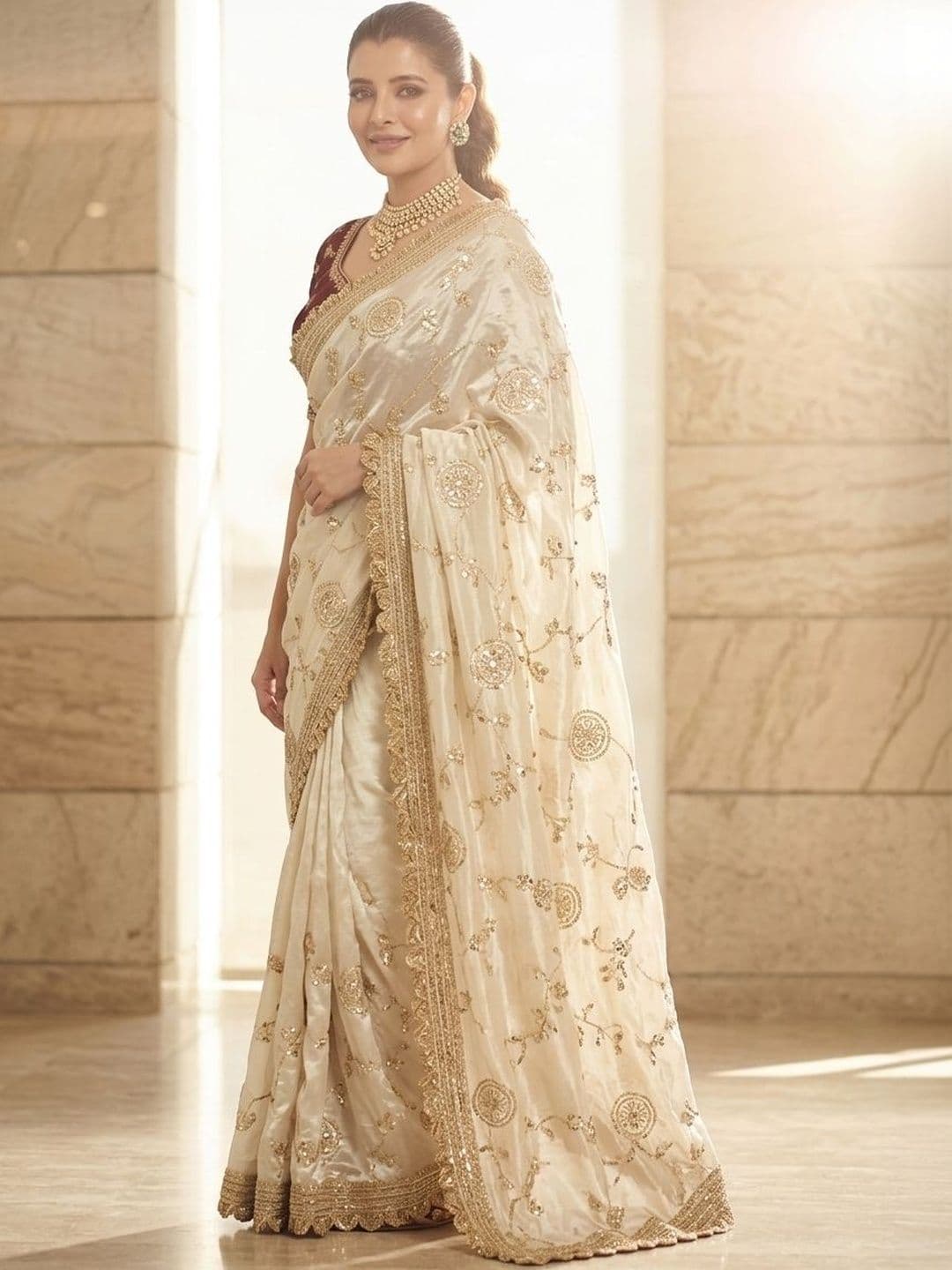 Sangria Embroidered Sarees With Blouse Piece - view 1