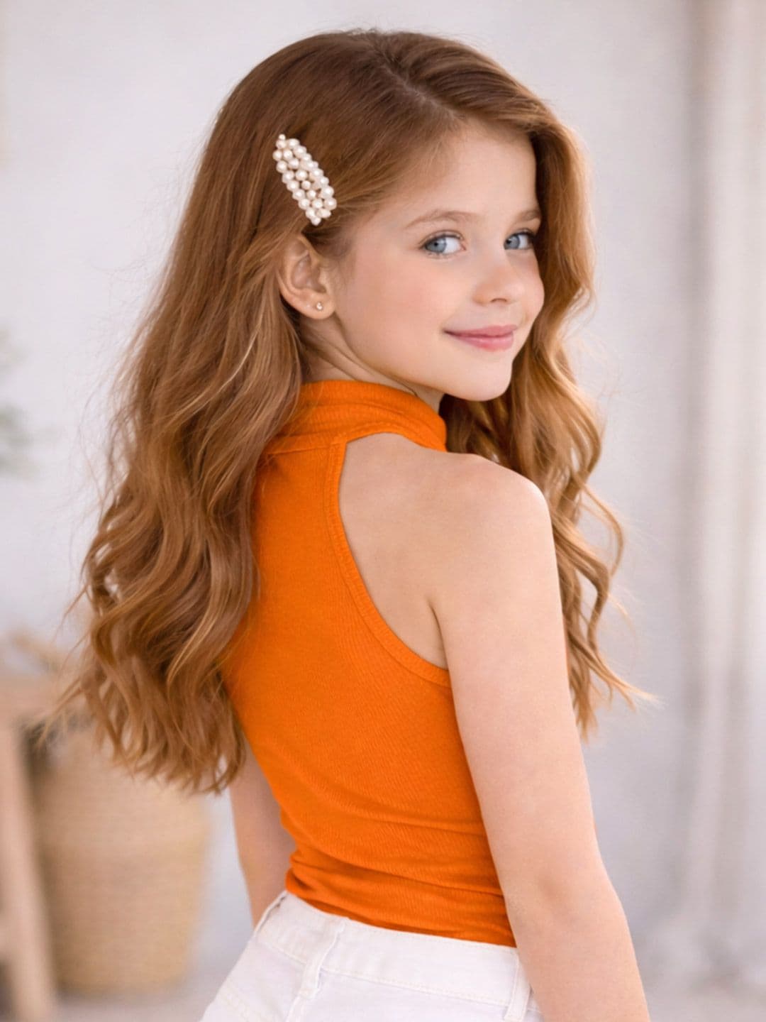 Ninas Girls Orange Cotton Blend Tops thumbnail 2