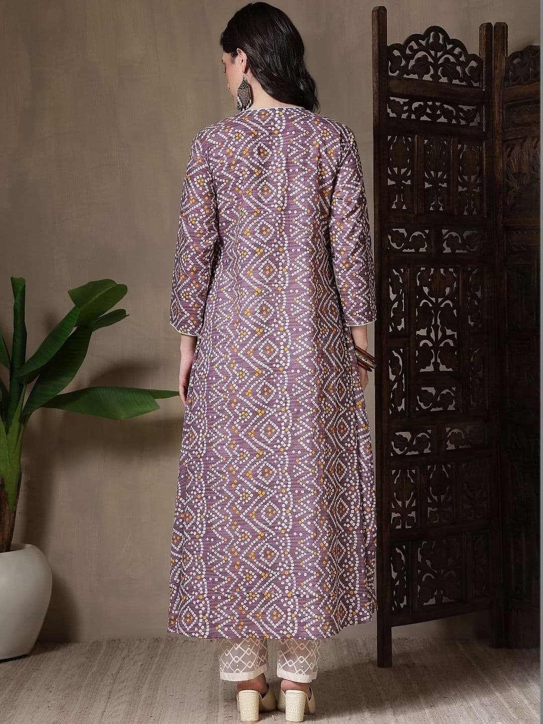 Kalphem Women Bandhani Printed Anarkali Kurta thumbnail 4