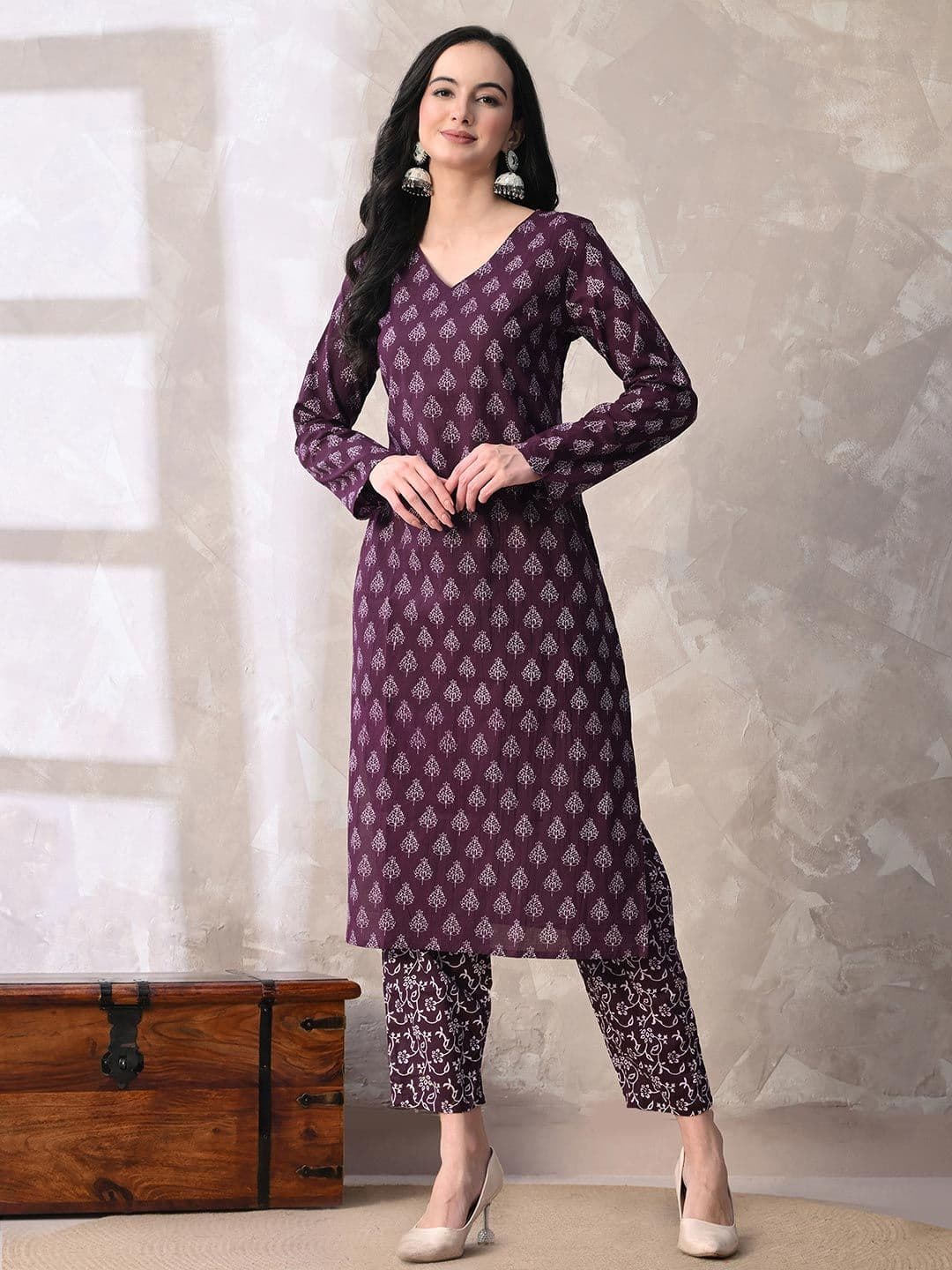 MEERA FAB Women Ethnic Motifs Printed Regular Pure Cotton Kurta with Palazzos & With Dupatta thumbnail 2