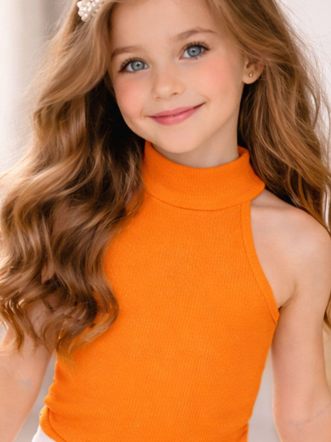 Ninas Girls Orange Cotton Blend Tops thumbnail 5