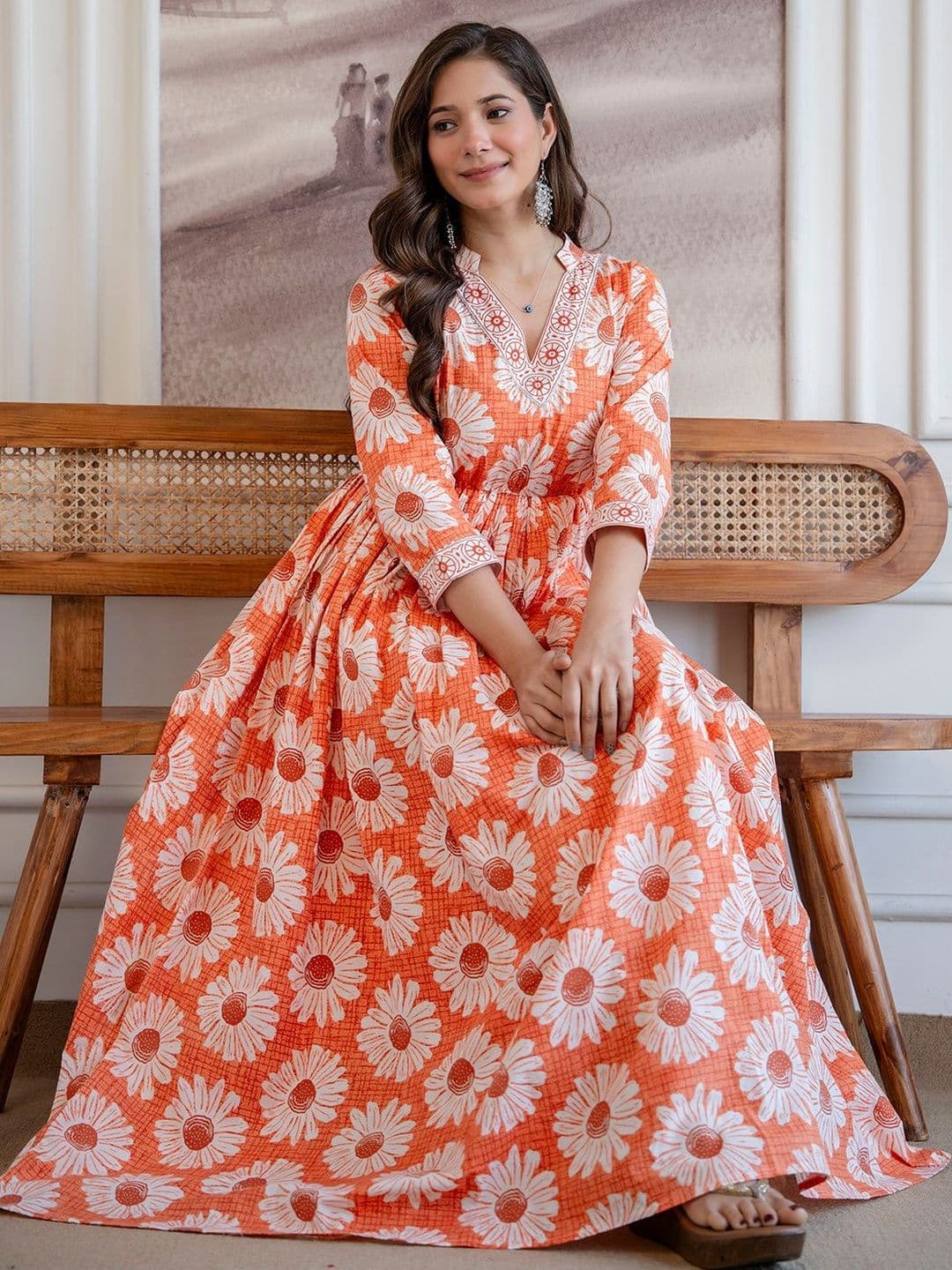PURSHOTTAM WALA Women Floral Printed Thread Work Floral Kurta thumbnail 4