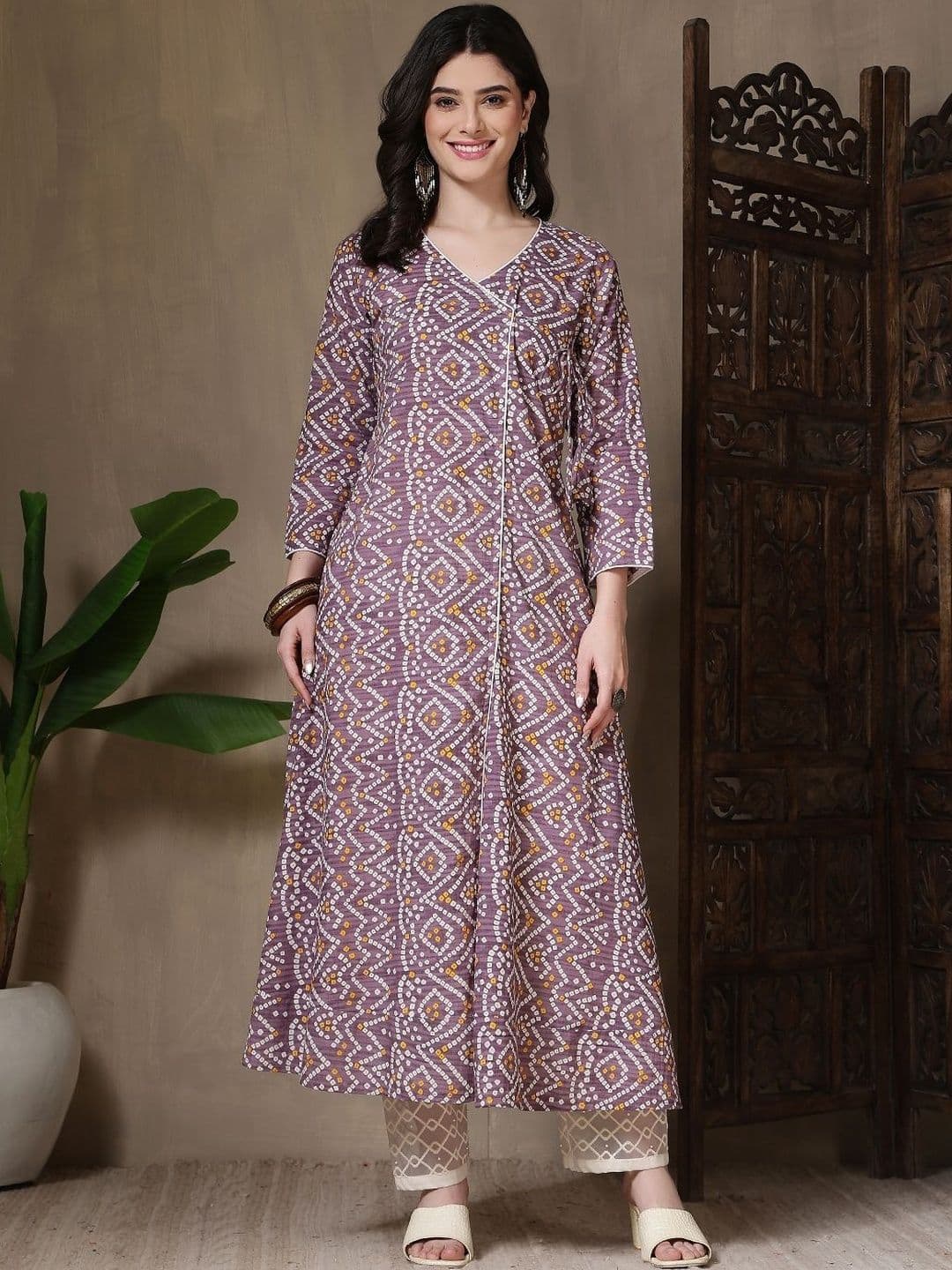 Kalphem Women Bandhani Printed Anarkali Kurta - view 1