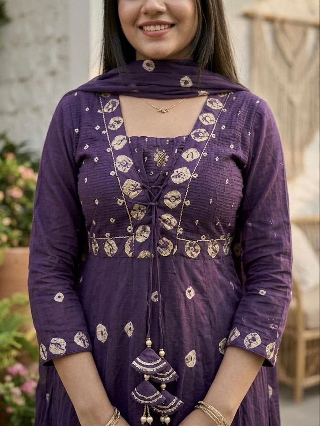 MILAAV Women Ethnic Motifs Printed Tiered Thread Work Kurta with Trousers & With Dupatta thumbnail 5