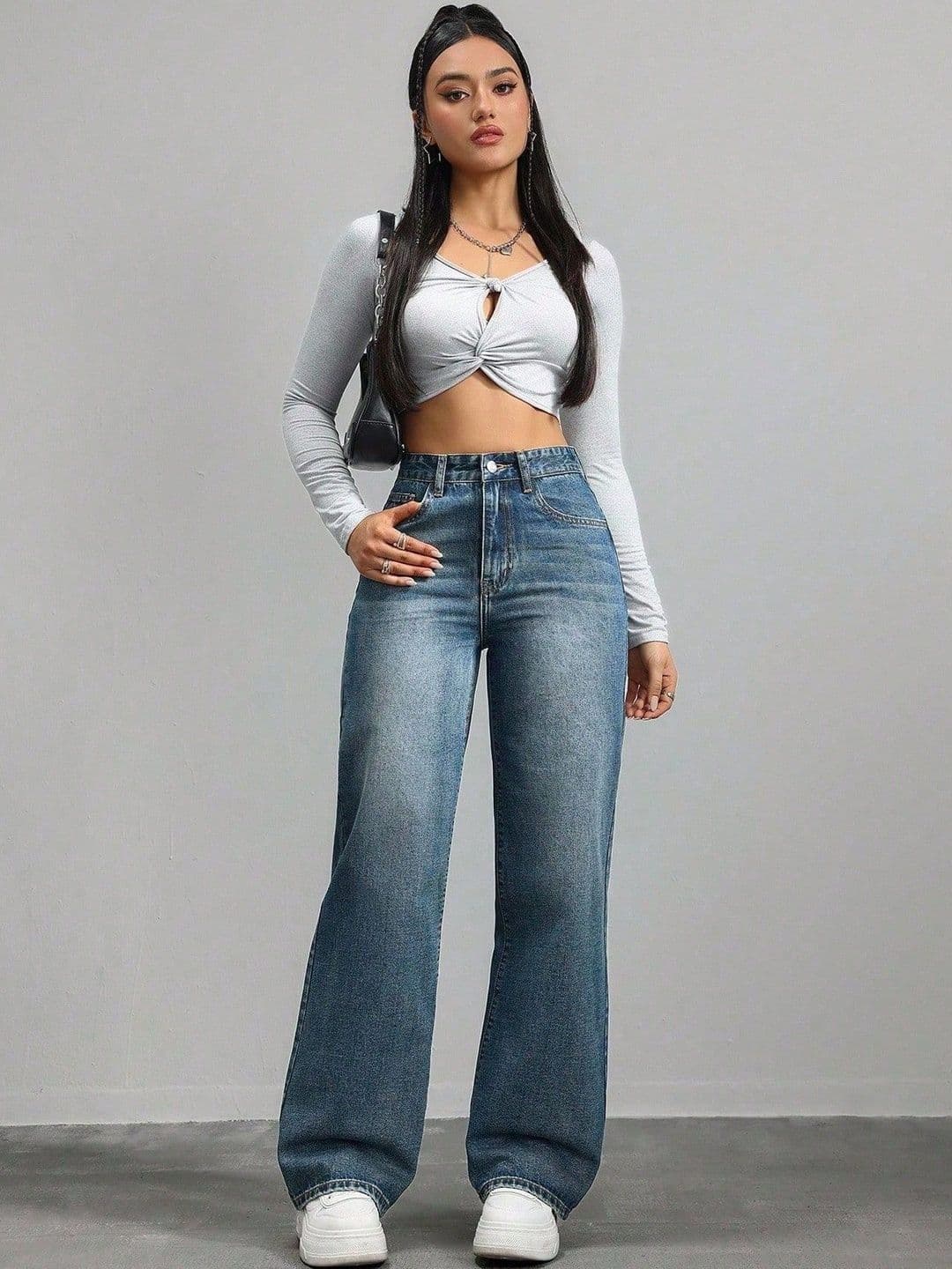 DressBerry Women Straight Fit High-Rise Light Fade Bleached Stretchable Jeans thumbnail 3