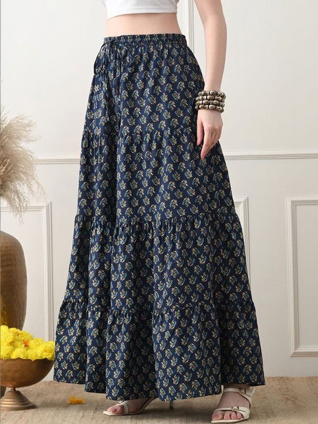 MFGIVA Women Cotton Floral Maxi Tiered Skirt thumbnail 7