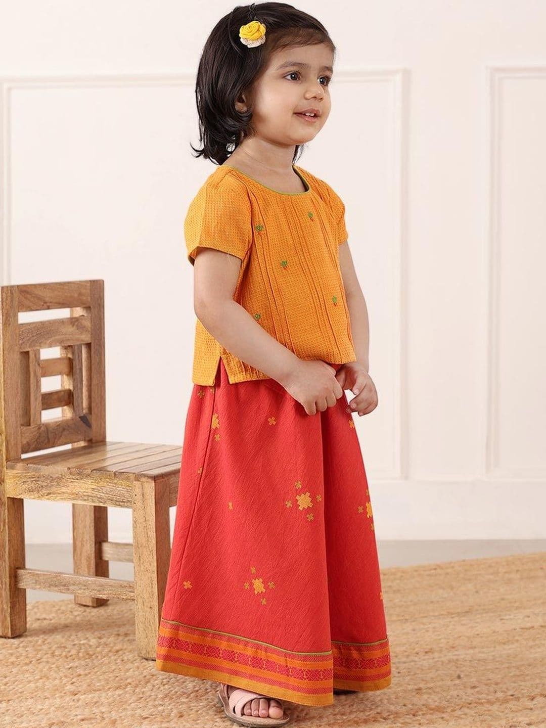 Fabindia Girls Embroidered Ready to Wear Lehenga Set - view 1
