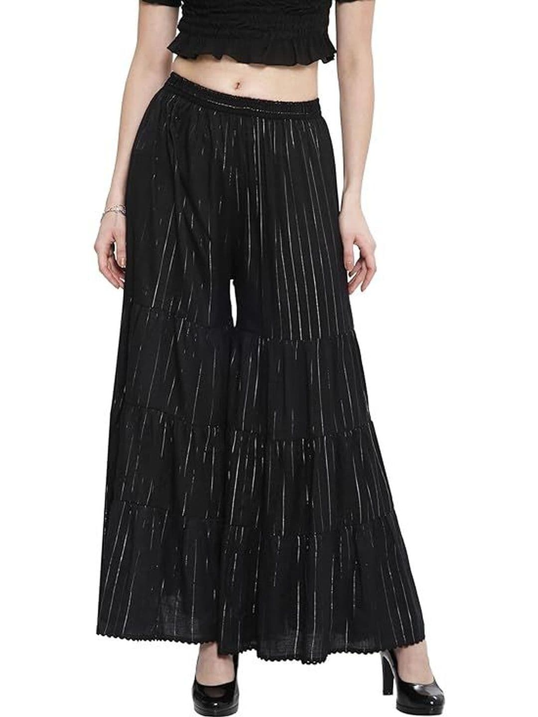 TNQ Women Striped Flared Ethnic Palazzos - view 1