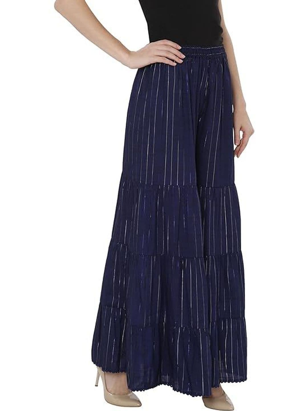 TNQ Women Striped Flared Ethnic Palazzos thumbnail 5