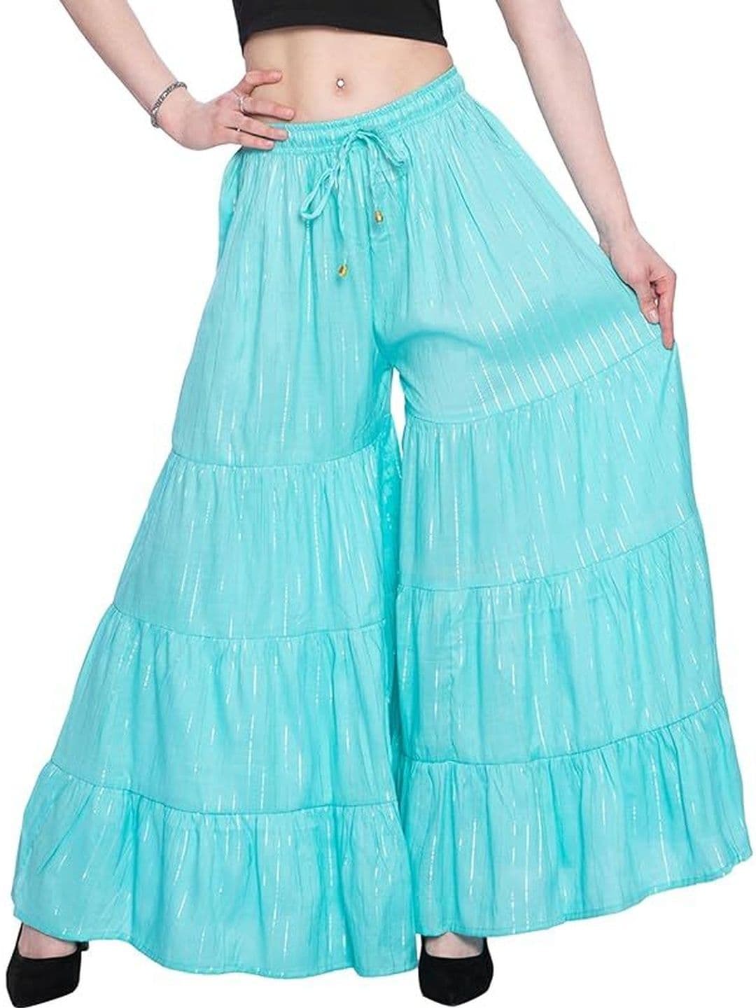 TNQ Women Striped Flared Ethnic Palazzos - view 1