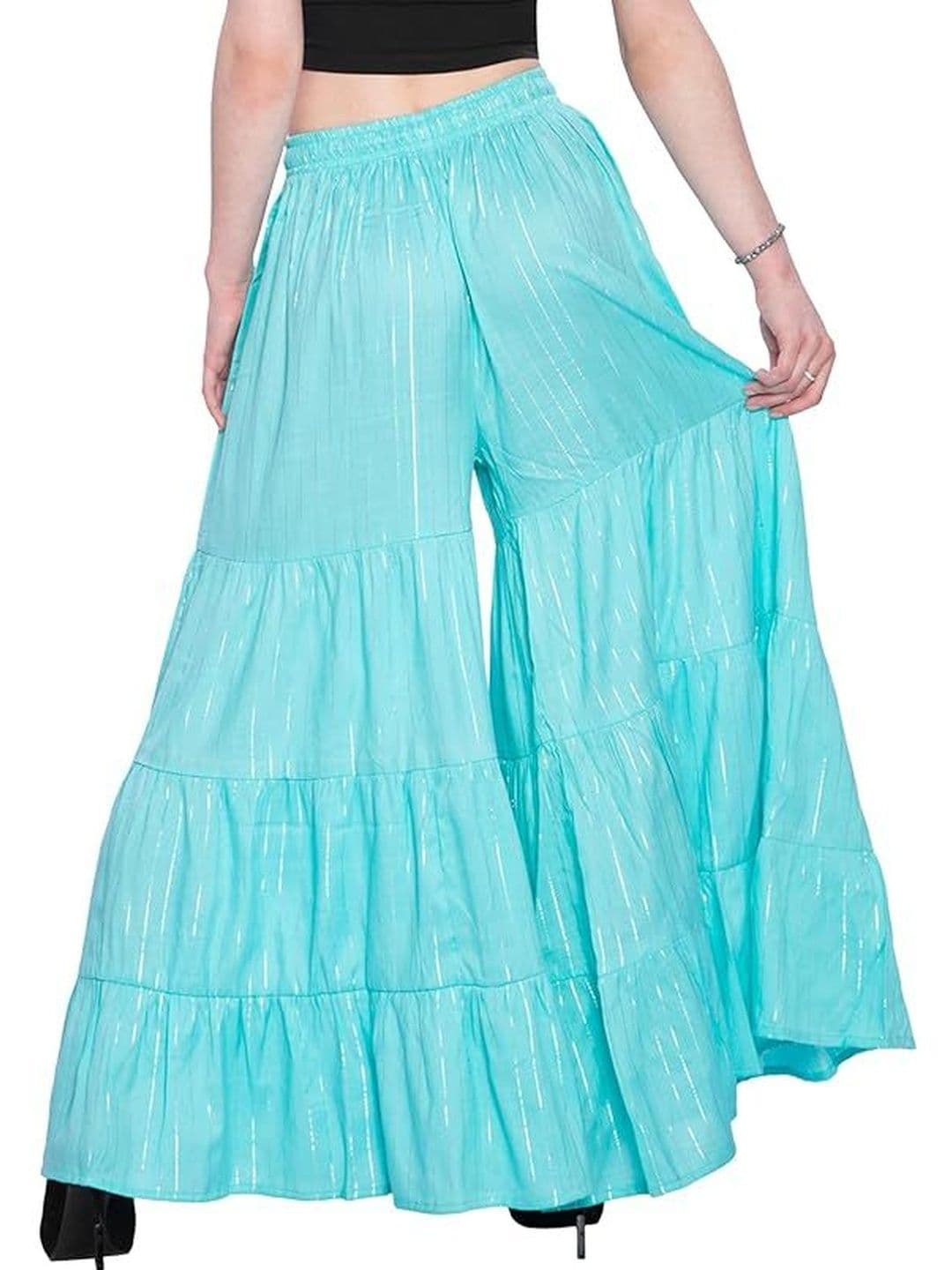 TNQ Women Striped Flared Ethnic Palazzos thumbnail 4