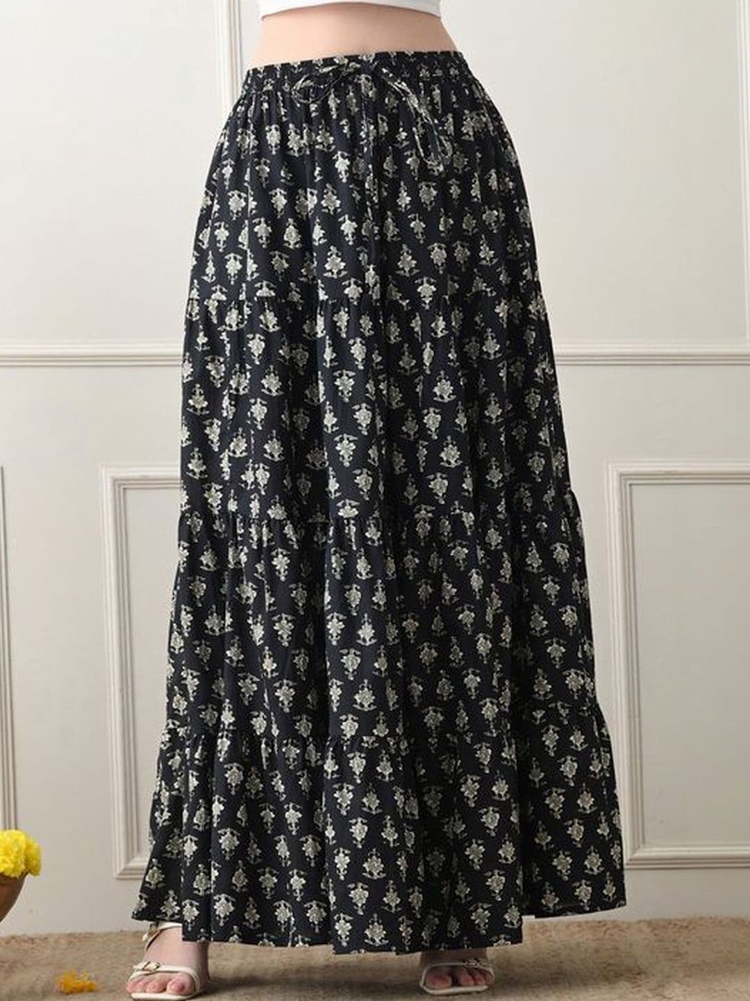 MFGIVA Women Cotton Floral Tiered Maxi Tiered Skirt thumbnail 6
