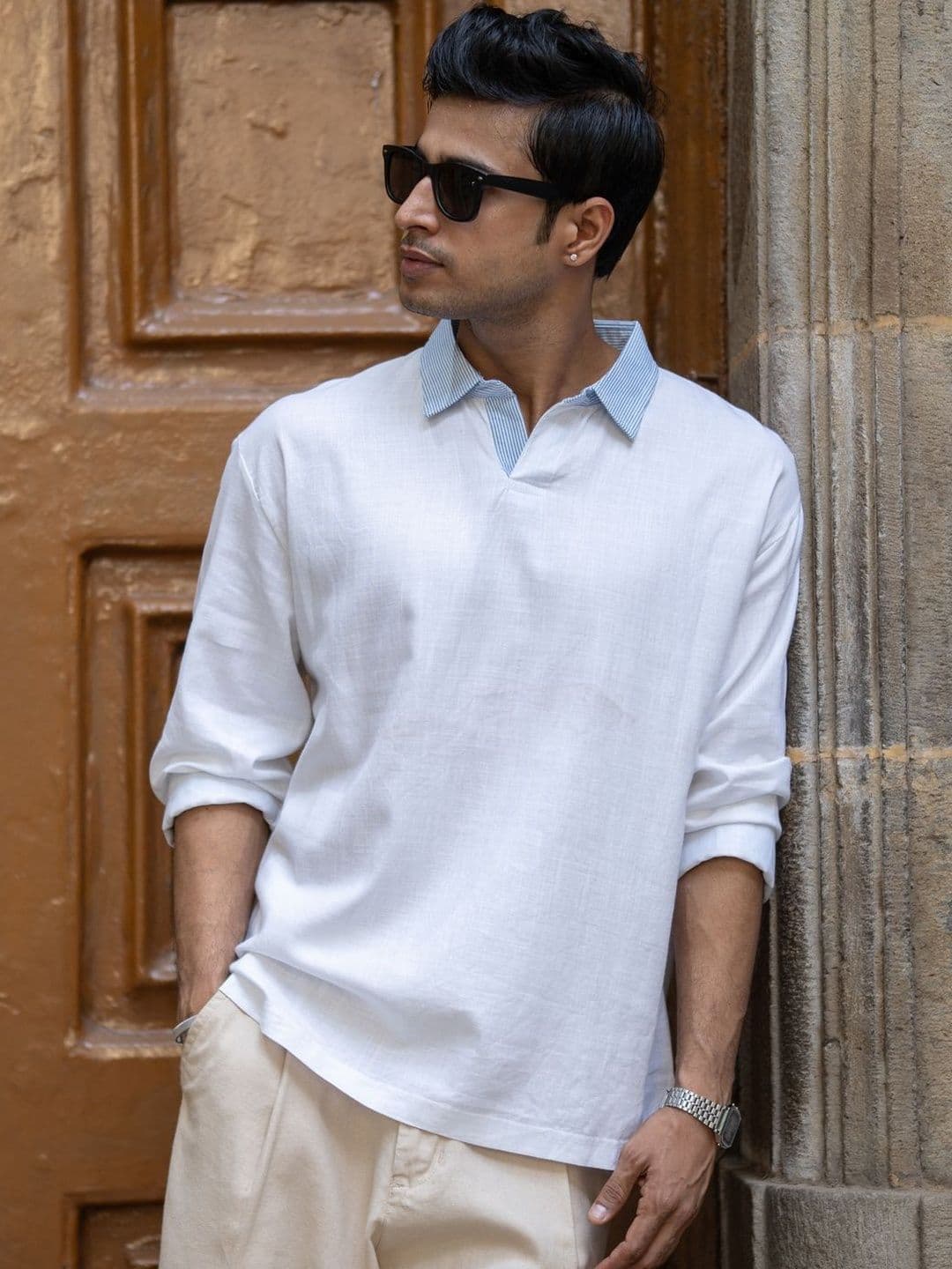 Powerlook Spread Collar Cotton Boxy Casual Shirt - view 1