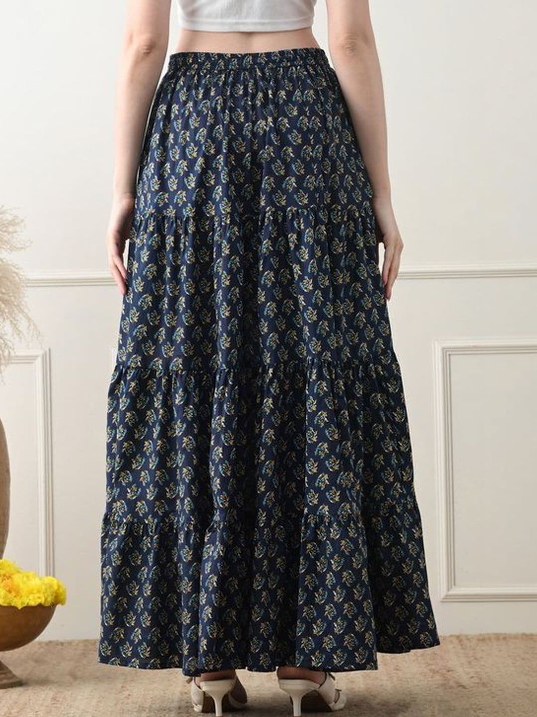 MFGIVA Women Cotton Floral Maxi Tiered Skirt thumbnail 5