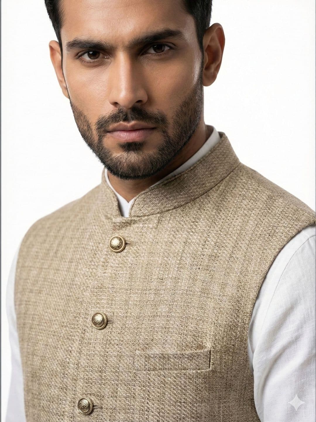 A LOYAL Woven Design Woven Nehru Jackets thumbnail 4