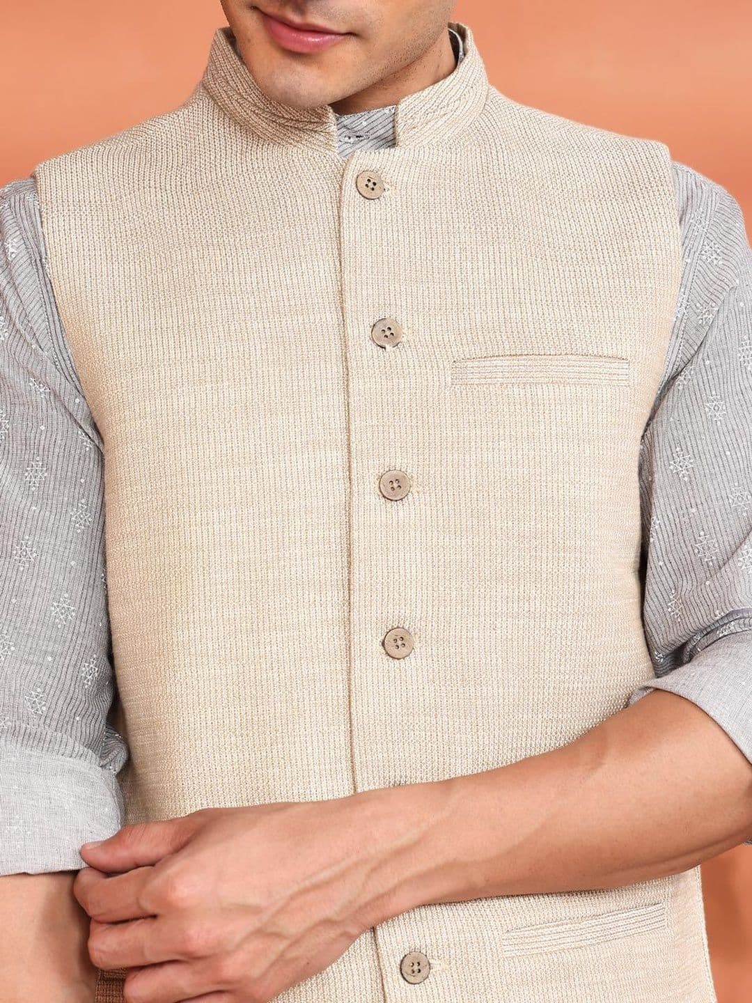 Fabindia Woven Design Pure Cotton Woven Nehru Jackets thumbnail 5