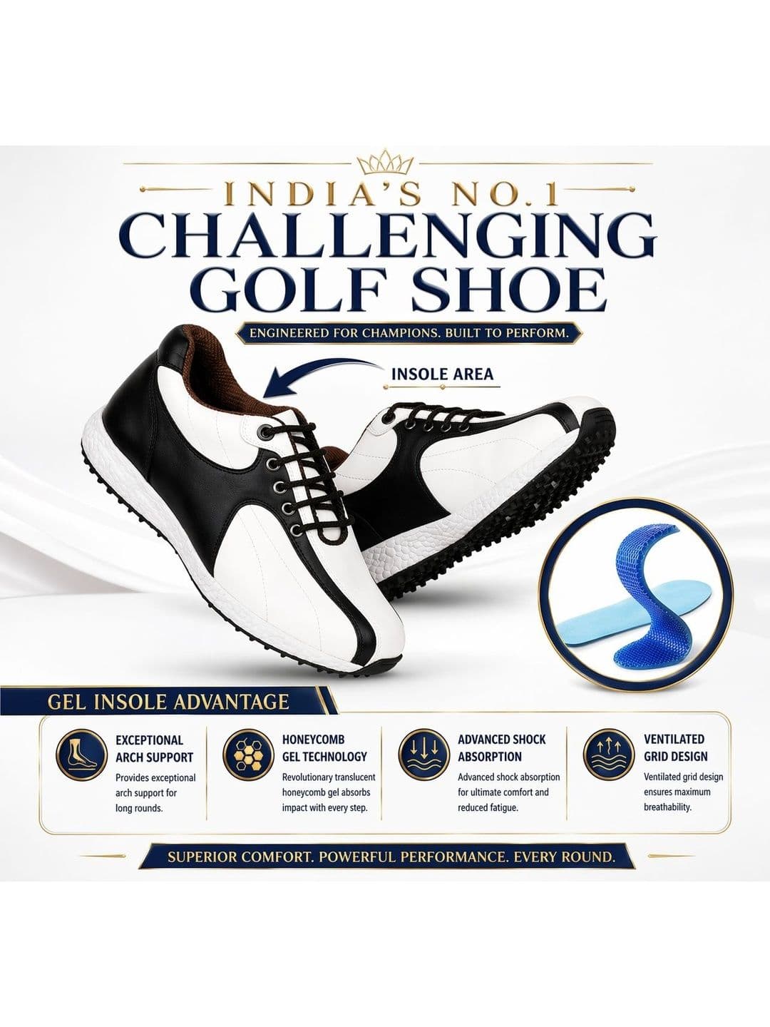 HITCARO Men Leather Golf Shoes thumbnail 2