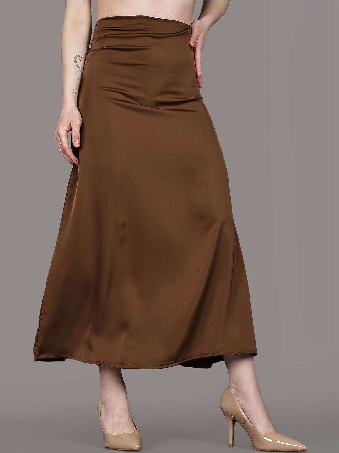 Aadvi Fashion Women Satin Korean Midi A-Line Skirt - view 1