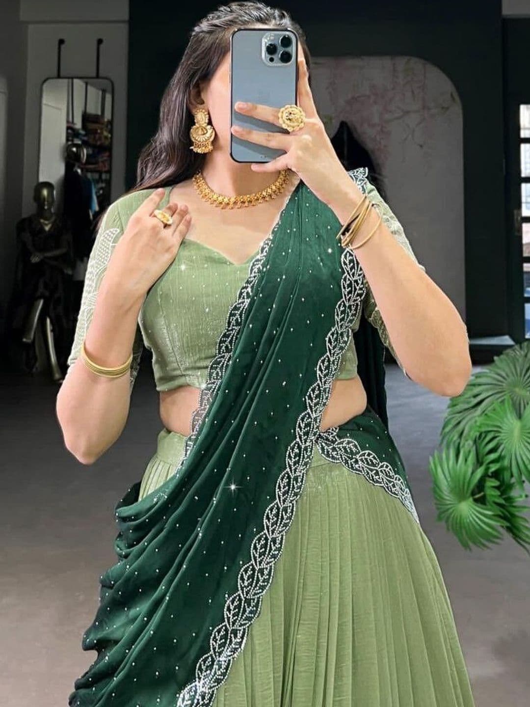 all about you Embellished Sequinned Semi-Stitched Lehenga & Blouse With Dupatta thumbnail 2