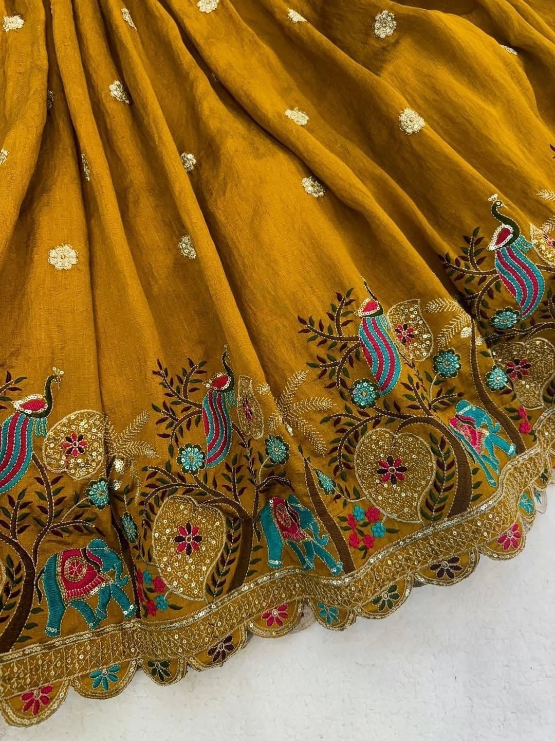 all about you Embroidered Sequinned Semi-Stitched Lehenga & Unstitched Blouse With Dupatta thumbnail 5
