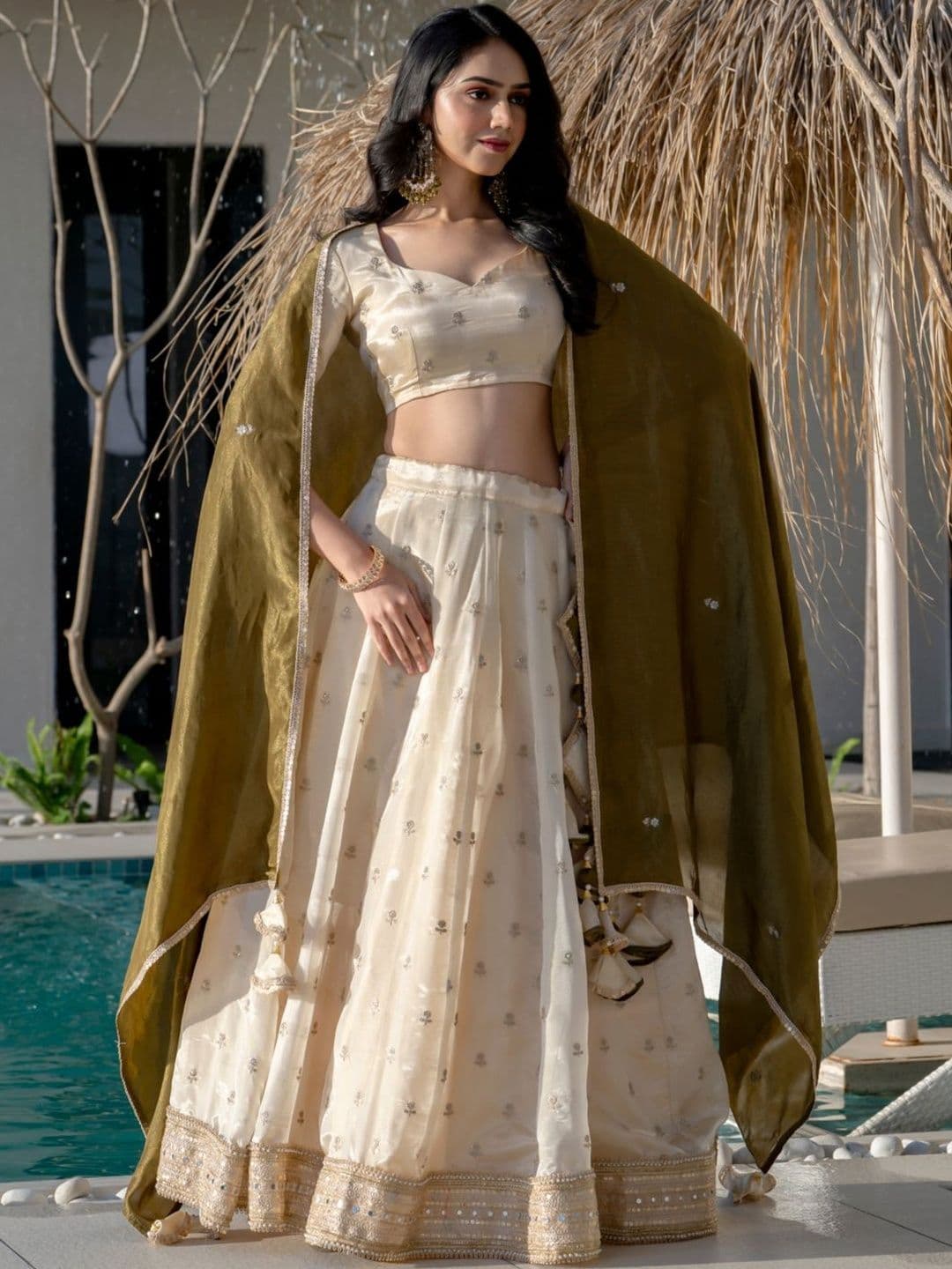 HOUSE OF JAMOTI Embroidered Ready to Wear Lehenga & Blouse With Dupatta - view 1