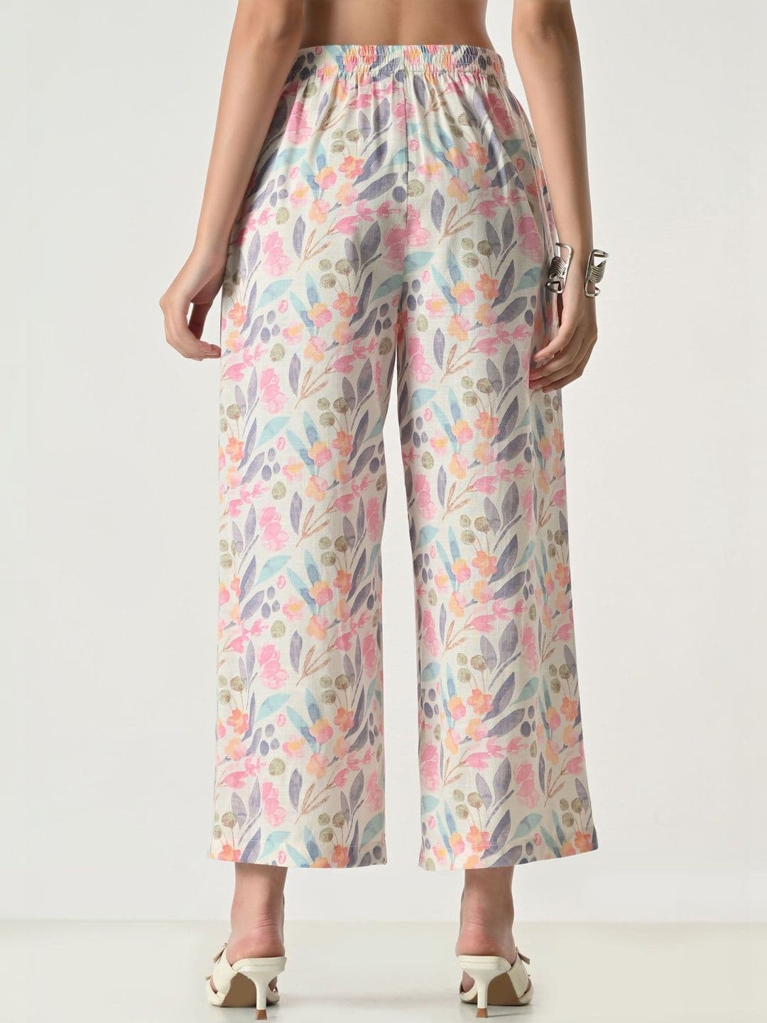 BAESD Women Floral Printed Flared Palazzos thumbnail 4