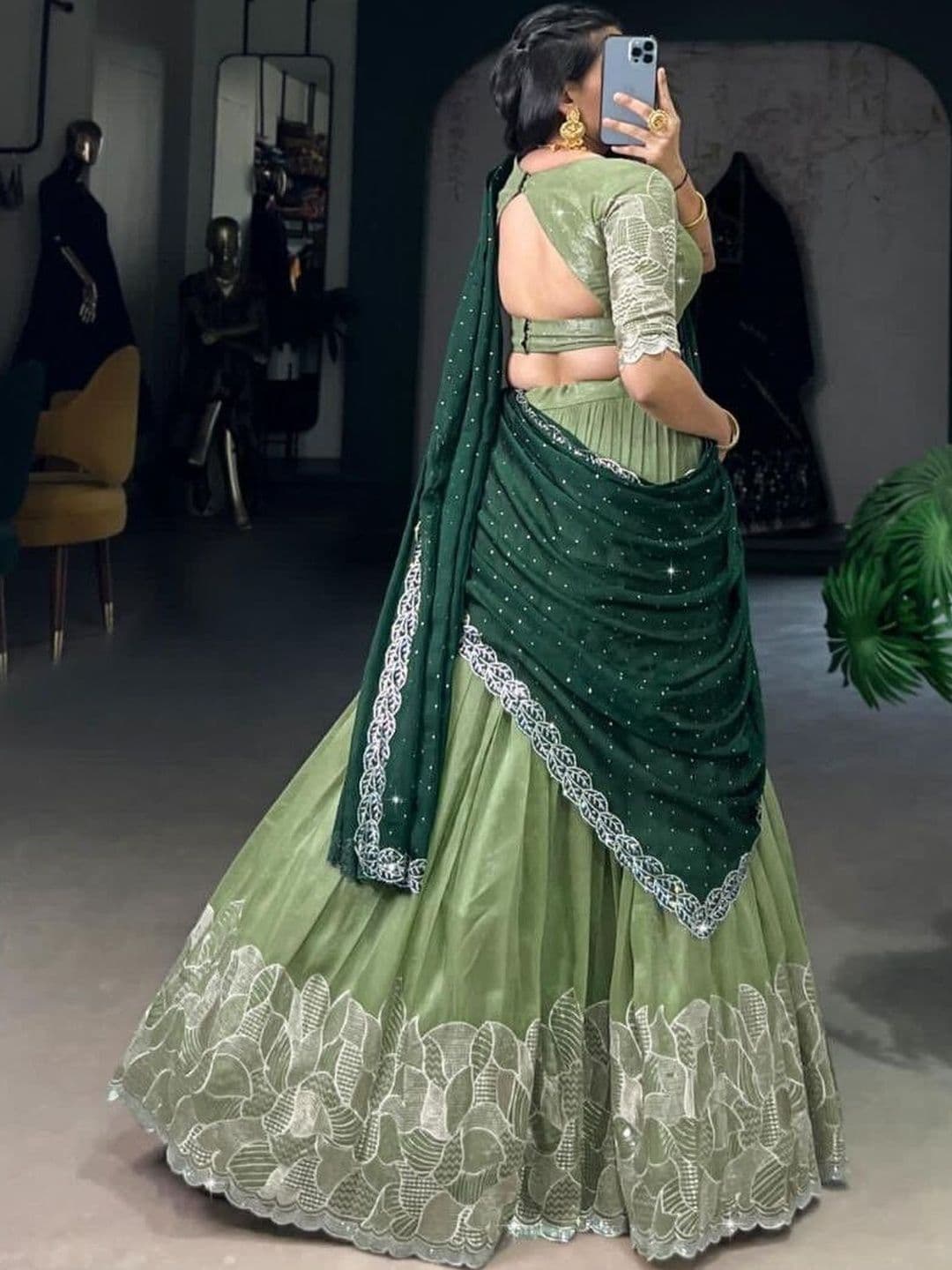 all about you Embellished Sequinned Semi-Stitched Lehenga & Blouse With Dupatta thumbnail 5
