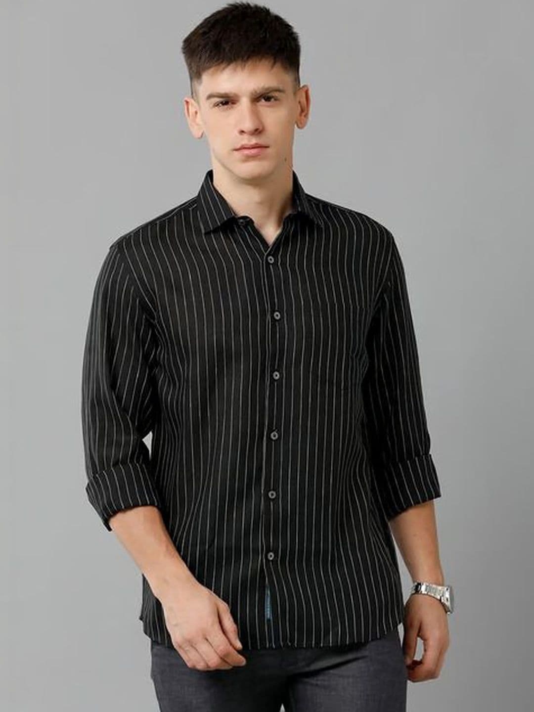 NNC-NEXT NOVA CLOTHES Men Classic Striped Casual Shirt thumbnail 4
