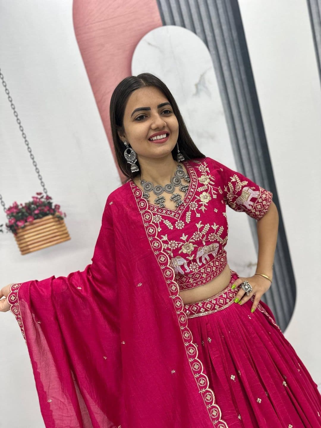 all about you Embroidered Semi-Stitched Lehenga & Blouse With Dupatta thumbnail 5
