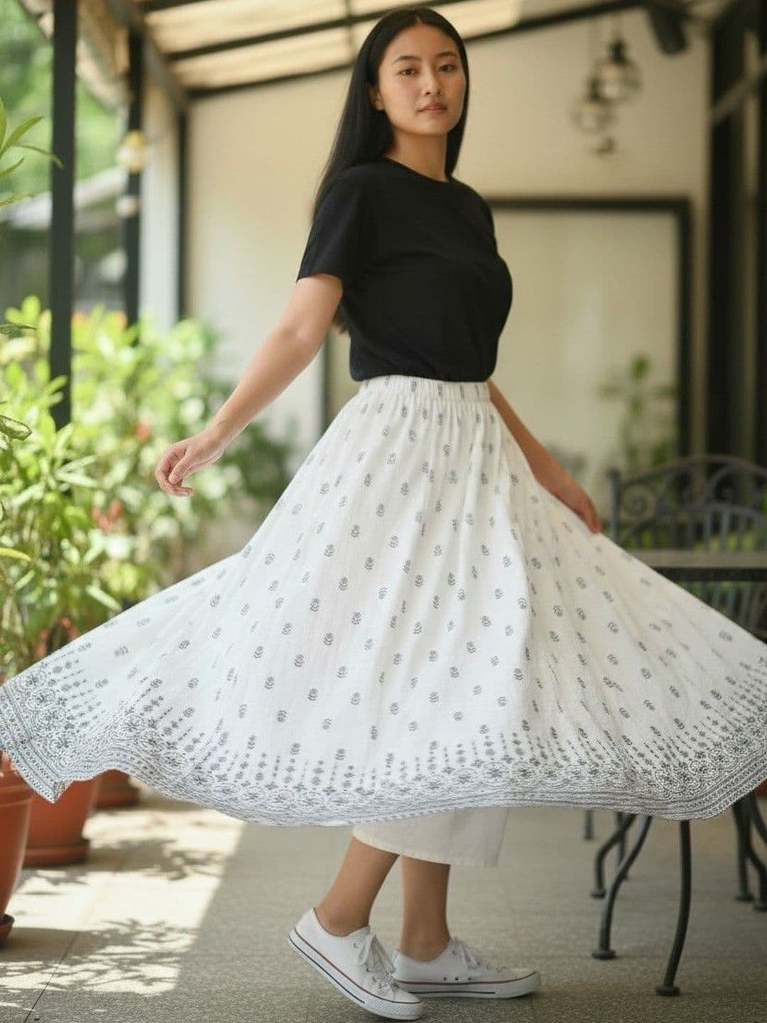 Cot'N Soft Women Pure Cotton Floral Midi A-Line Skirt thumbnail 4