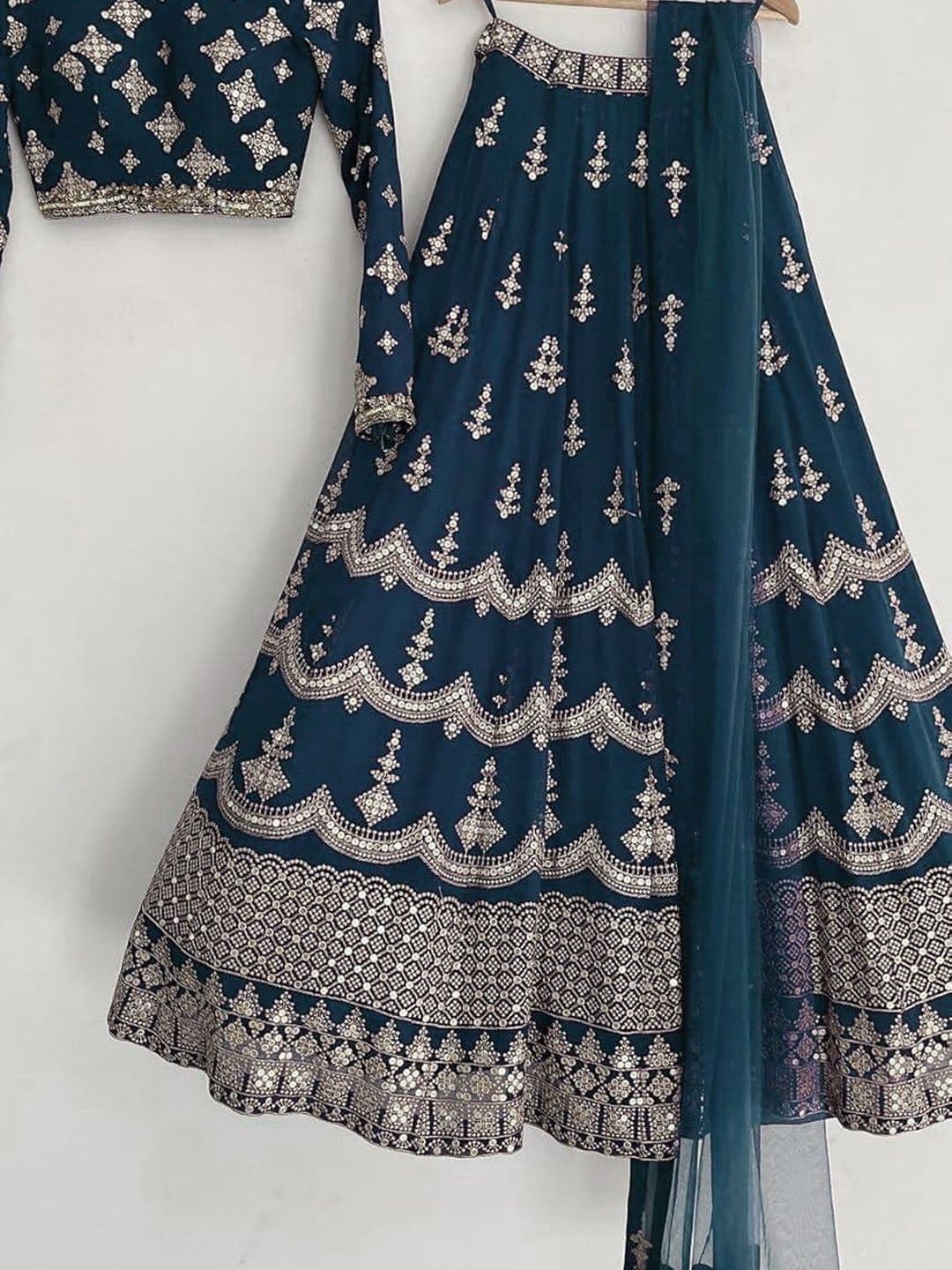 all about you Embellished Sequinned Semi-Stitched Lehenga & Blouse With Dupatta - view 1