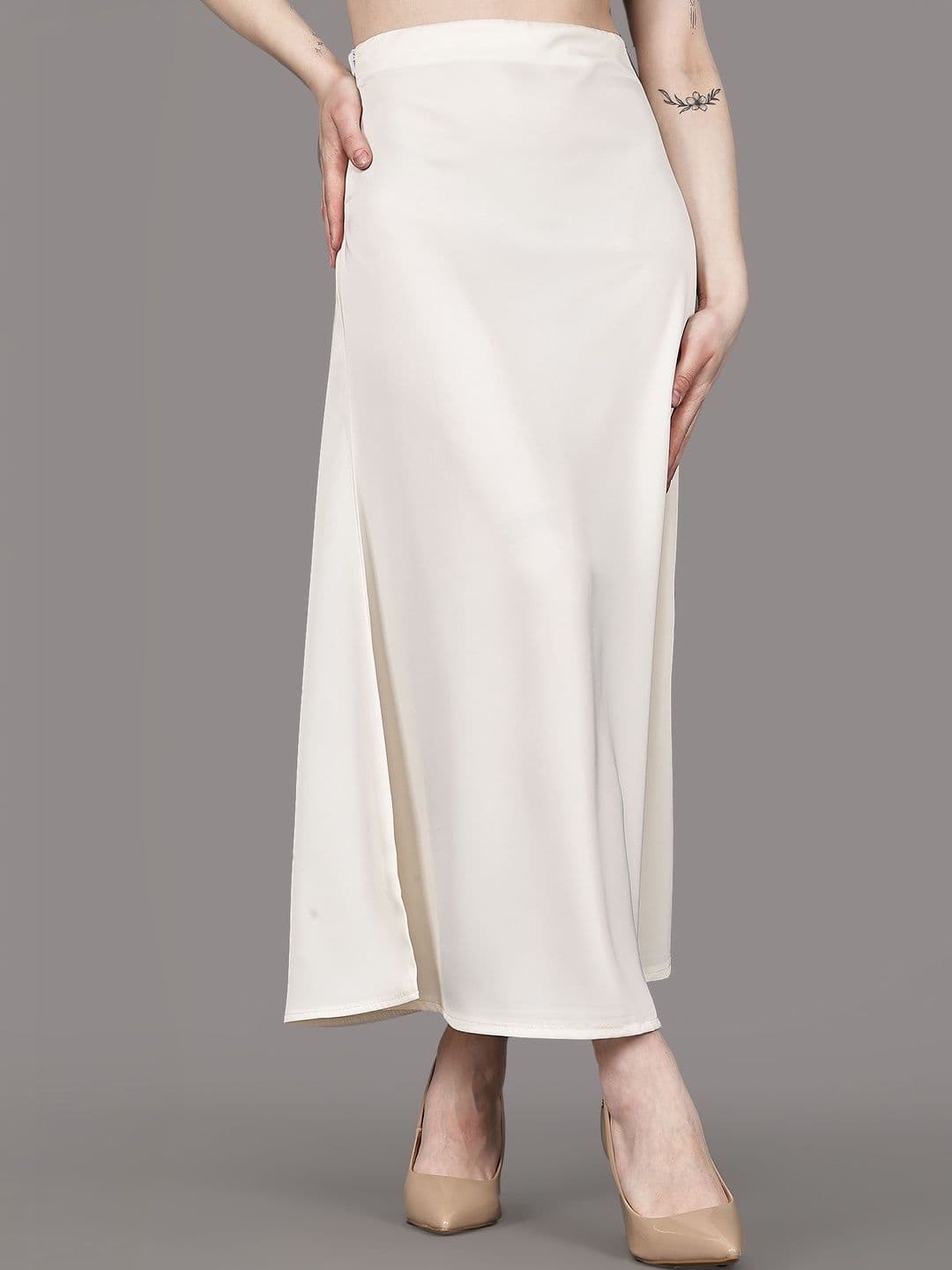 Aadvi Fashion Women Satin Side Slit Midi A-Line Skirt thumbnail 2
