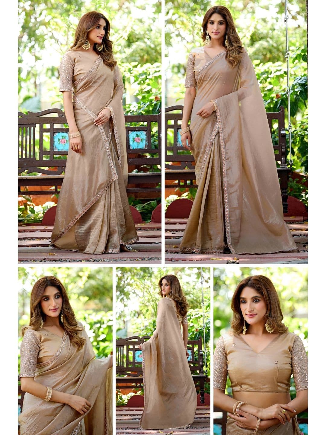 K 5 Fashion Embellished Sequinned Chanderi Saree With Unstitched Blouse Piece thumbnail 6