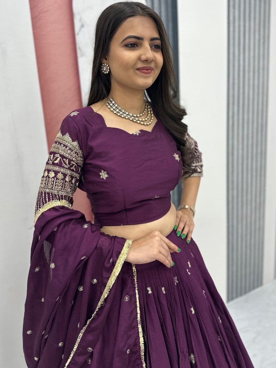 all about you Embroidered Thread Work Ready to Wear Lehenga & Blouse With Dupatta thumbnail 4
