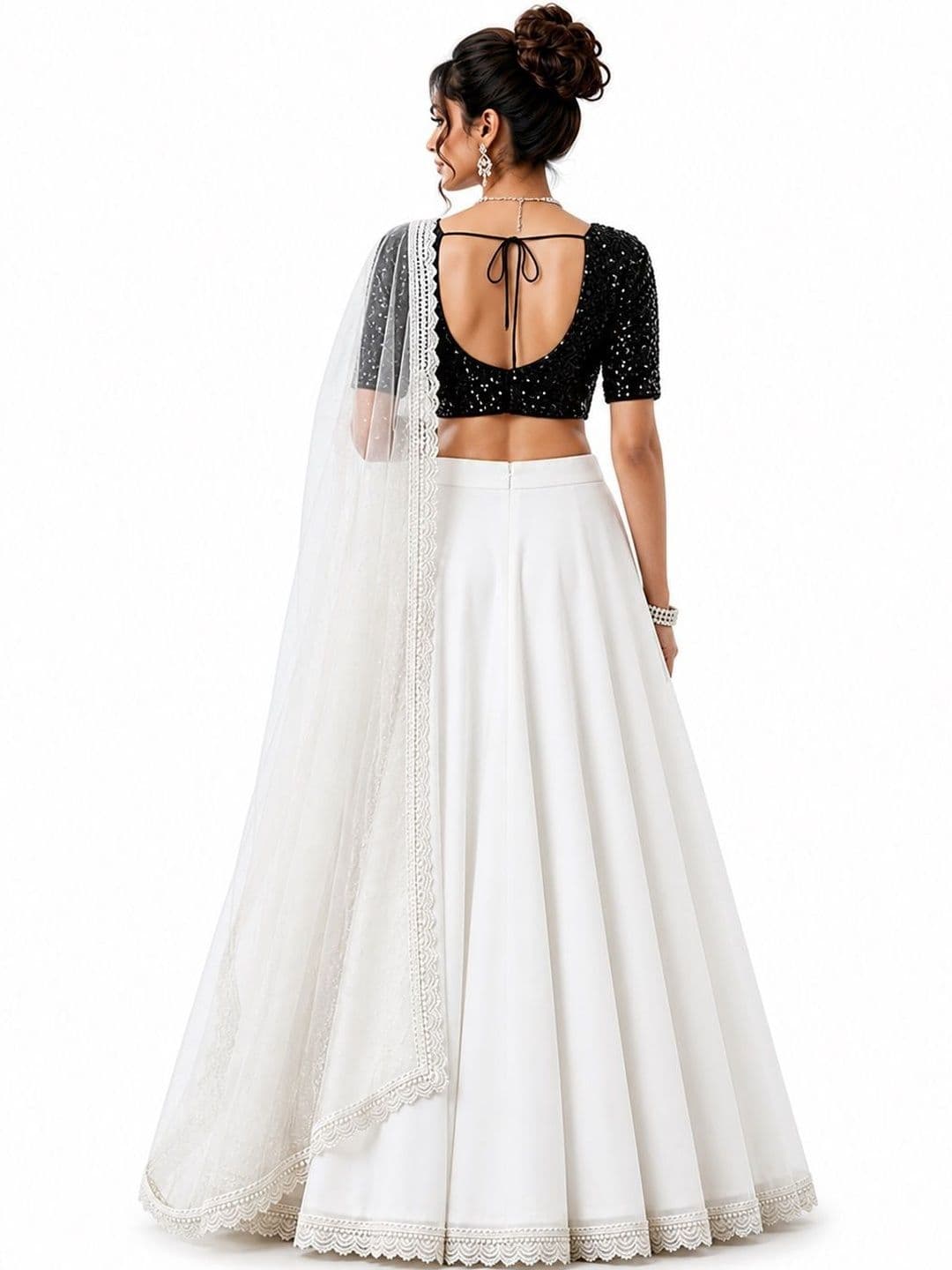 Thapnath Embellished Sequinned Semi-Stitched Lehenga & Blouse With Dupatta thumbnail 3