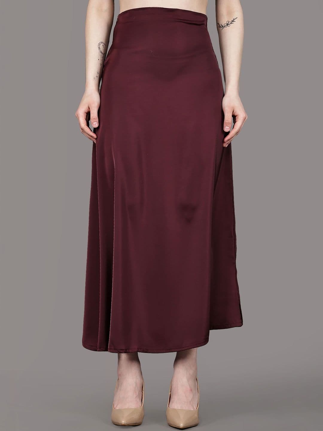 Aadvi Fashion Women Satin Korean Midi A-Line Skirt - view 1