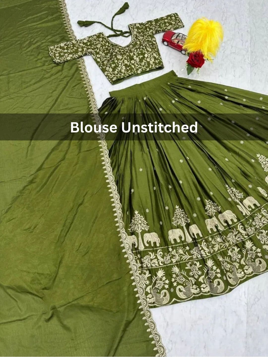 all about you Embroidered Thread Work Ready to Wear Lehenga & Unstitched Blouse With Dupatta thumbnail 2