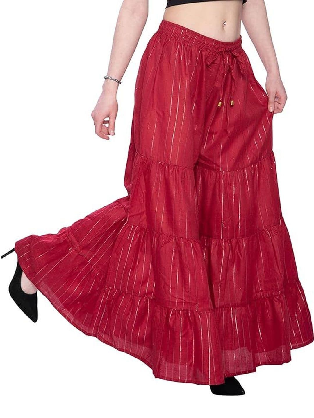 TNQ Women Striped Flared Ethnic Palazzos thumbnail 4