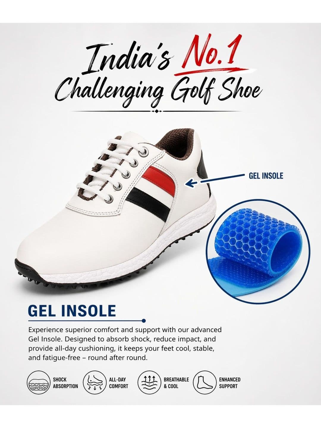 HITCARO Men Leather Golf Non-Marking Shoes thumbnail 6