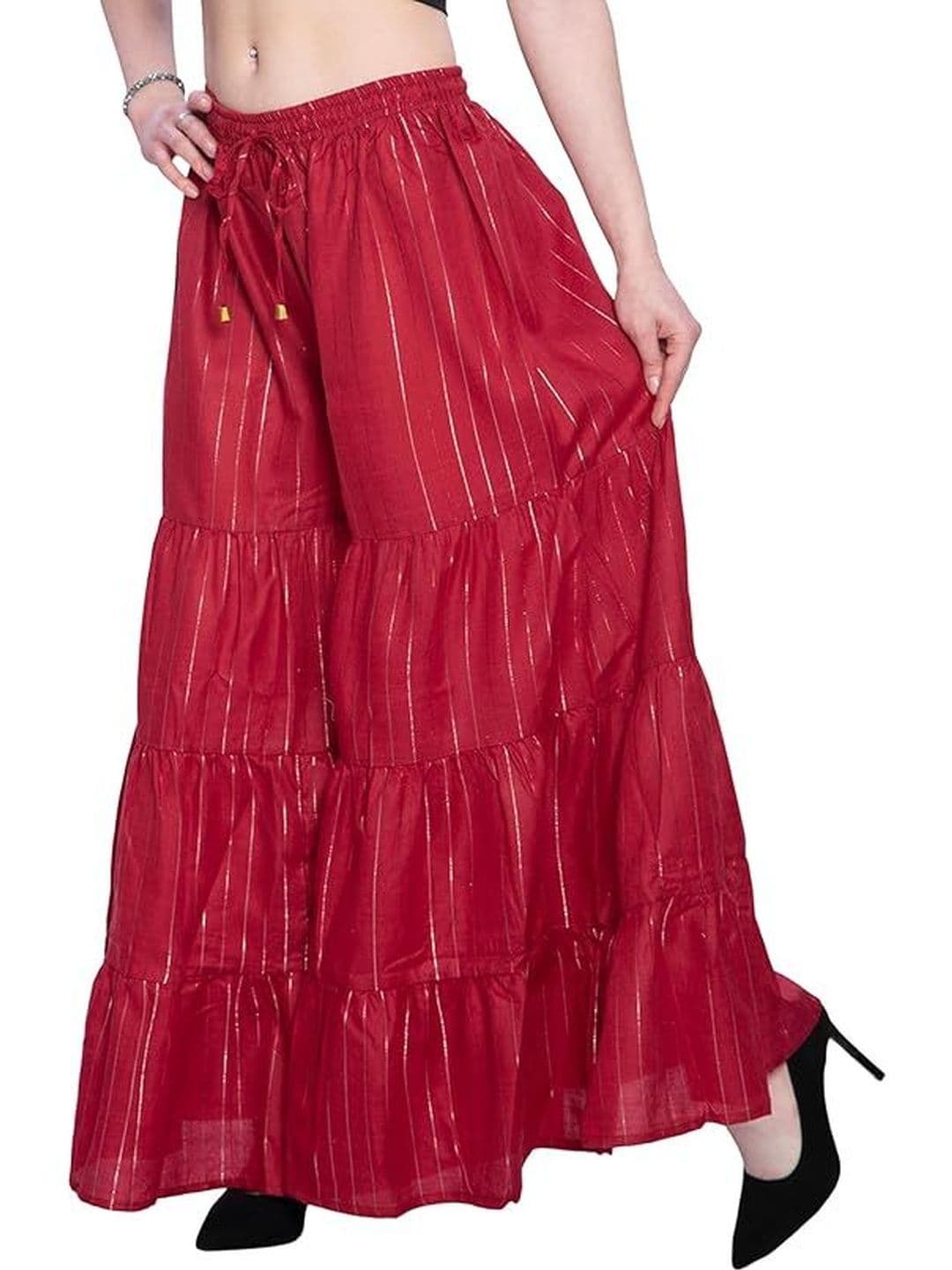 TNQ Women Striped Flared Ethnic Palazzos thumbnail 5