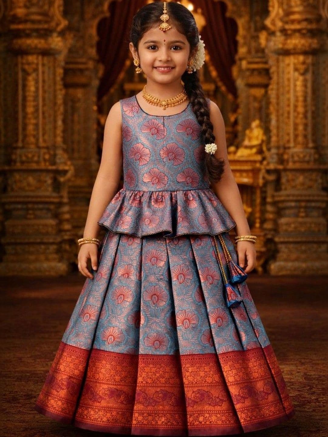 Xepon Girls Printed Ready to Wear Lehenga & - view 1