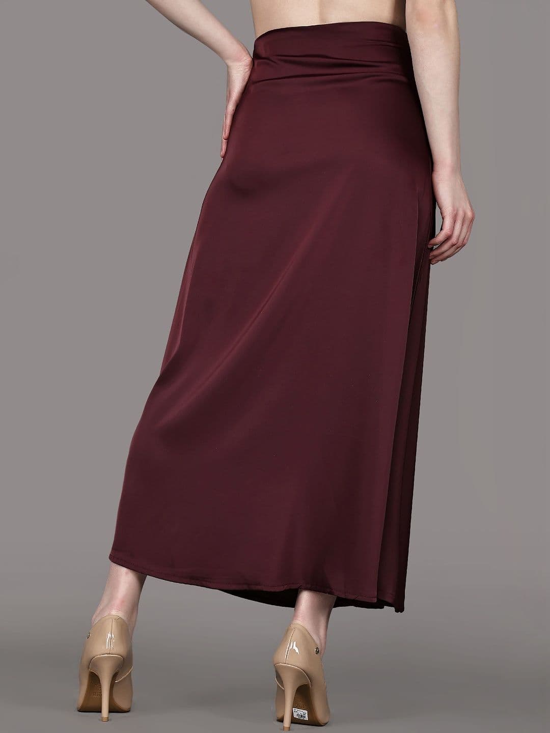 Aadvi Fashion Women Satin Korean Midi A-Line Skirt thumbnail 3