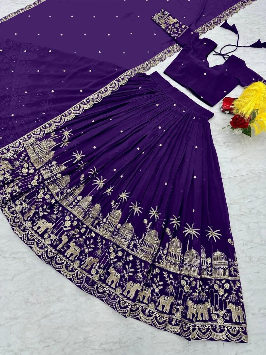 all about you Embroidered Thread Work Semi-Stitched Lehenga & Blouse With Dupatta thumbnail 5